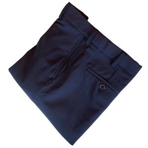 Lands End Mens Uniform Navy Blue Slim Fit Wool Blend Dress Pants 32
